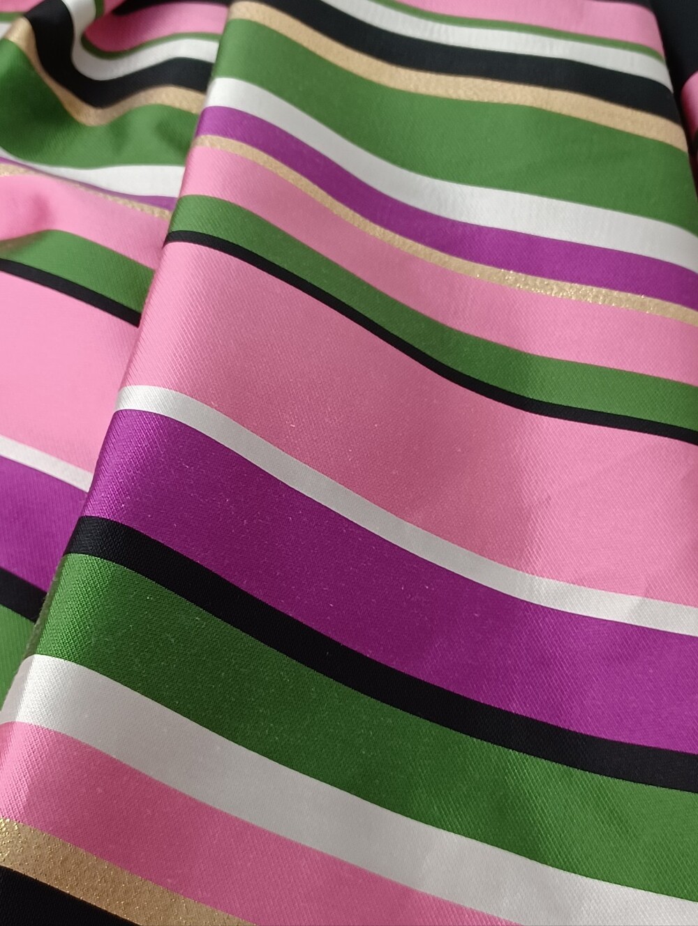 Kate Spade Metallic Festive Multi Stripe Skirt Size 2 Preppy High Waist Defect - Picture 7 of 16